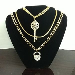 Bling 3 Layer Necklace and Earring Set